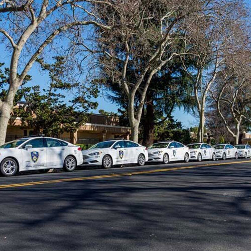 Cars of VP Security Services Inc Parked in a Line in San Jose, CA